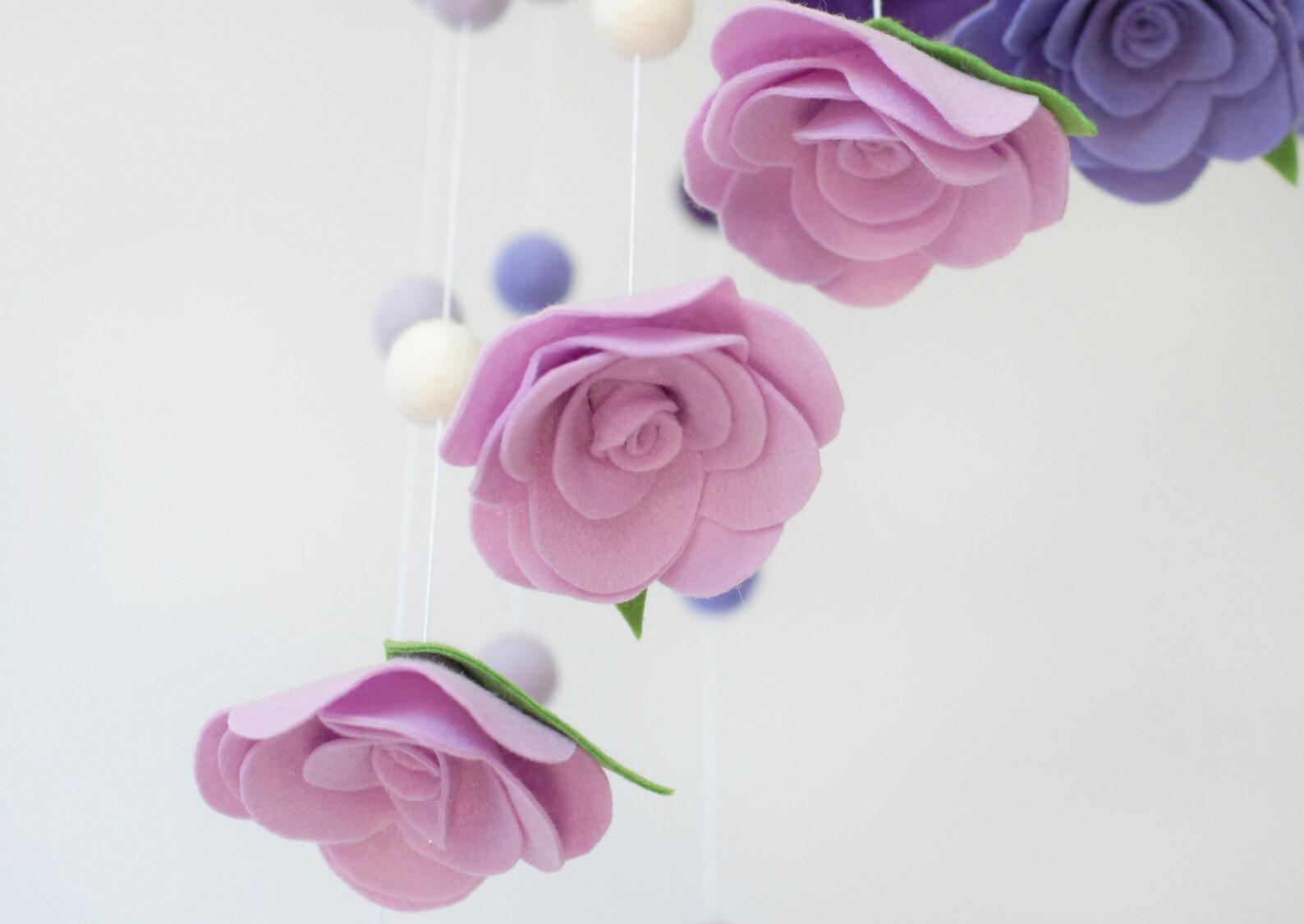 Purple flower mobile Felt floral mobile Baby girl mobile Etsy