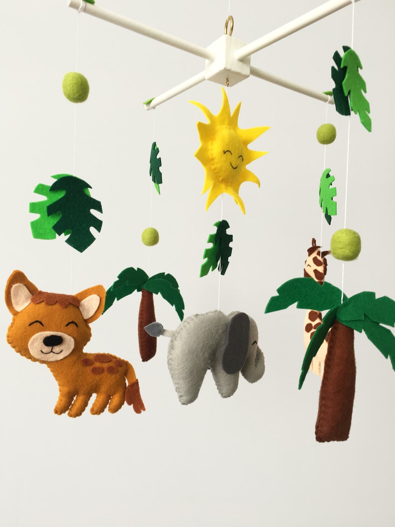 Jungle Mobile for Crib Felt Safari Animal Mobile Felt Cot Etsy
