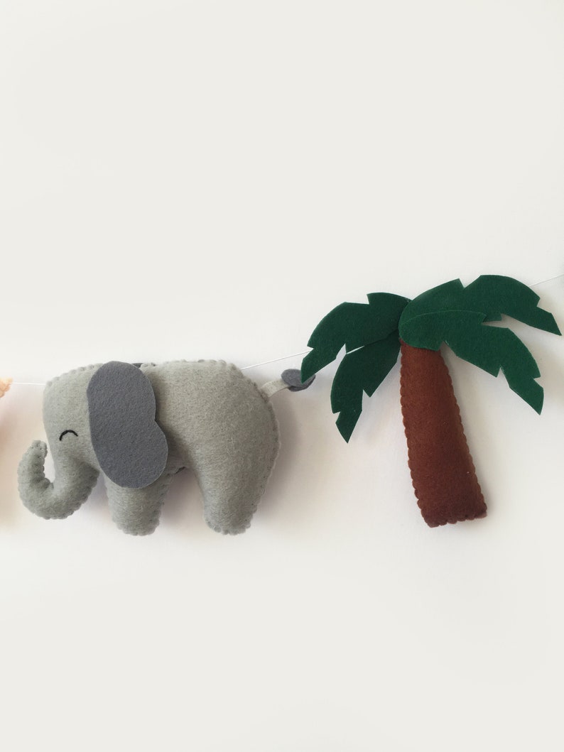 Safari Decor, Felt Garland Name, Elephant Garland, Felt Letters, Felt Name Banner, Wall Garland, Name Garland, Name Bunting image 6