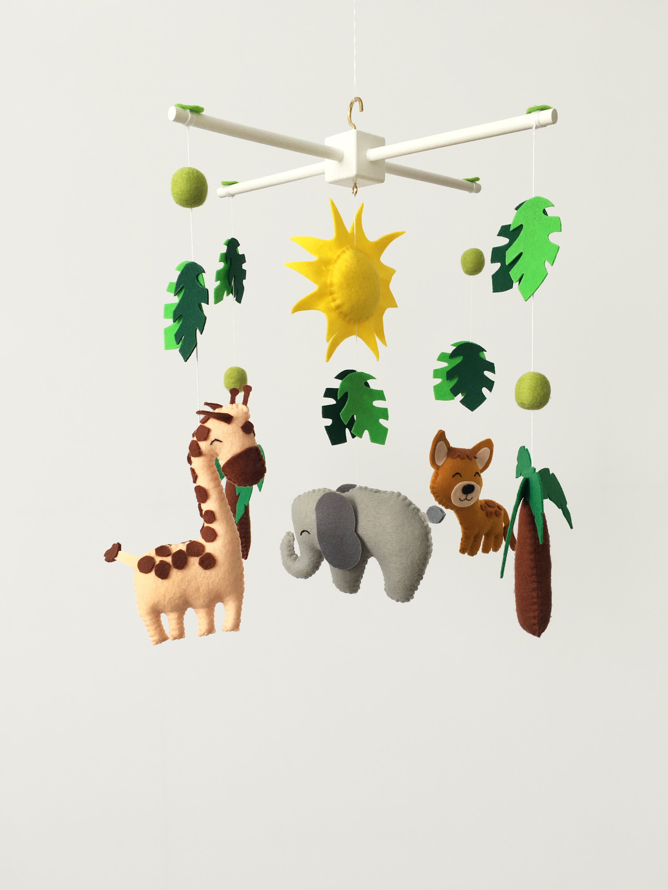 Jungle mobile for crib Felt safari animal mobile Felt cot Etsy