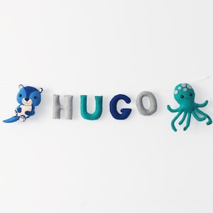 Felt Name Garland: Octopus & Sea Otter, Custom Nursery Decor