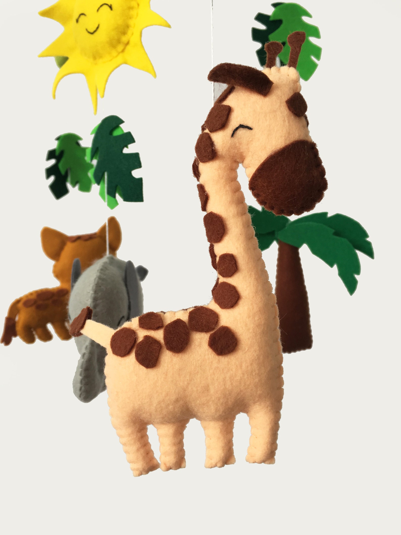 Jungle mobile for crib Felt safari animal mobile Felt cot Etsy