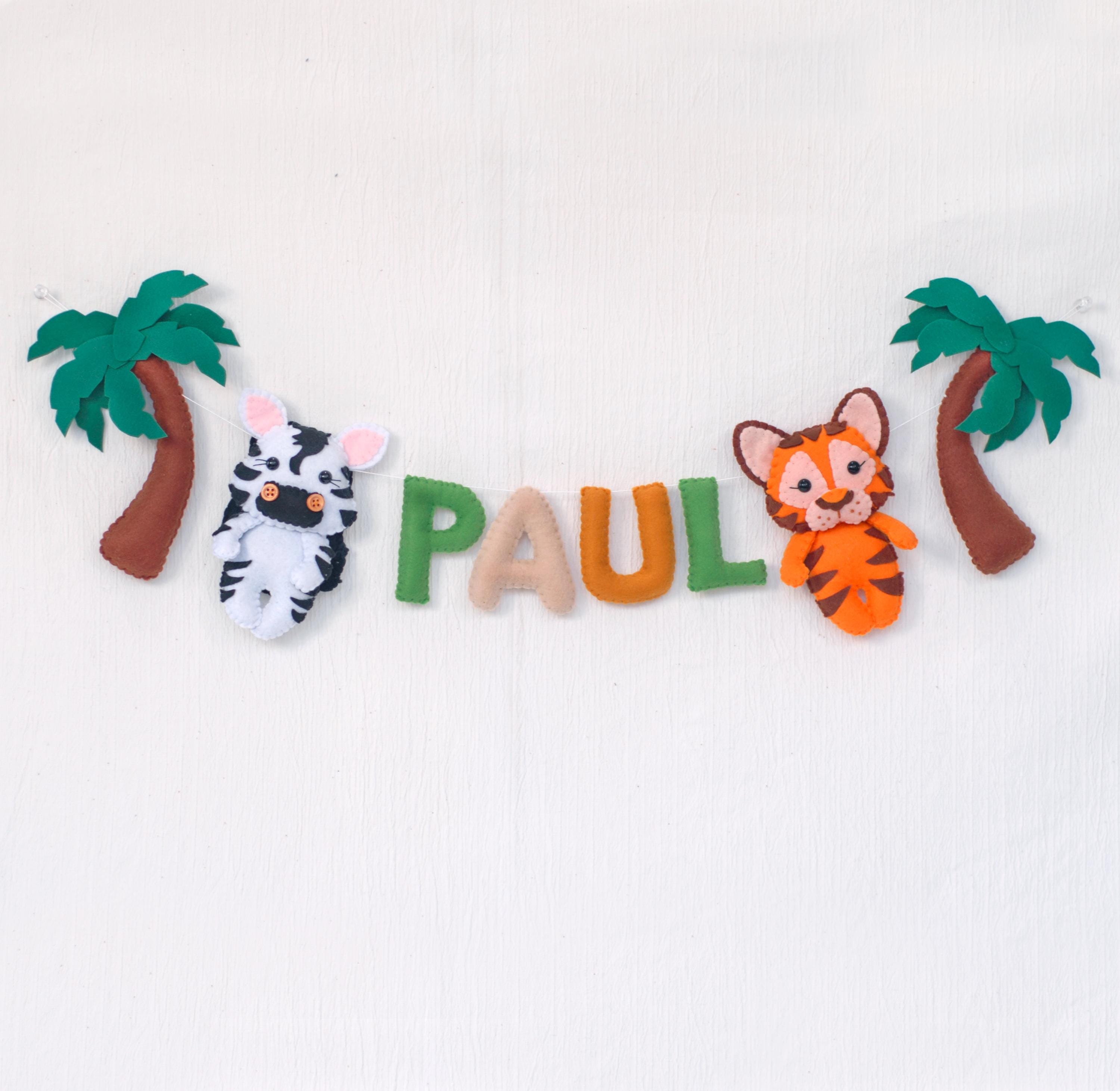 Felt Safari Animal Garland: Custom Nursery Name Banner