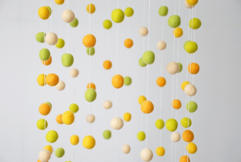 Felt Ball Mobile Bebe Felt Balls Baby Mobile Nursery Hanging Etsy