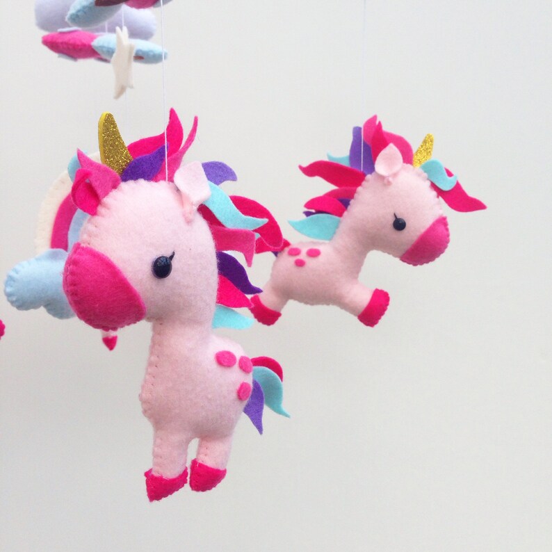 Baby Girl Mobile Bebe Felt Unicorn Mobile Rainbow Mobile Etsy
