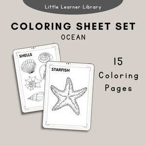 Simple Ocean Coloring Sheets - Set of 15