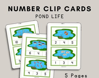 Tarjetas numeradas de la vida en el estanque (números del 1 al 10)