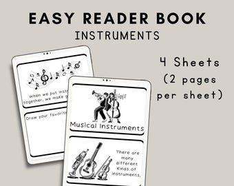 Libro imprimible de instrumentos musicales "de lectura fácil"