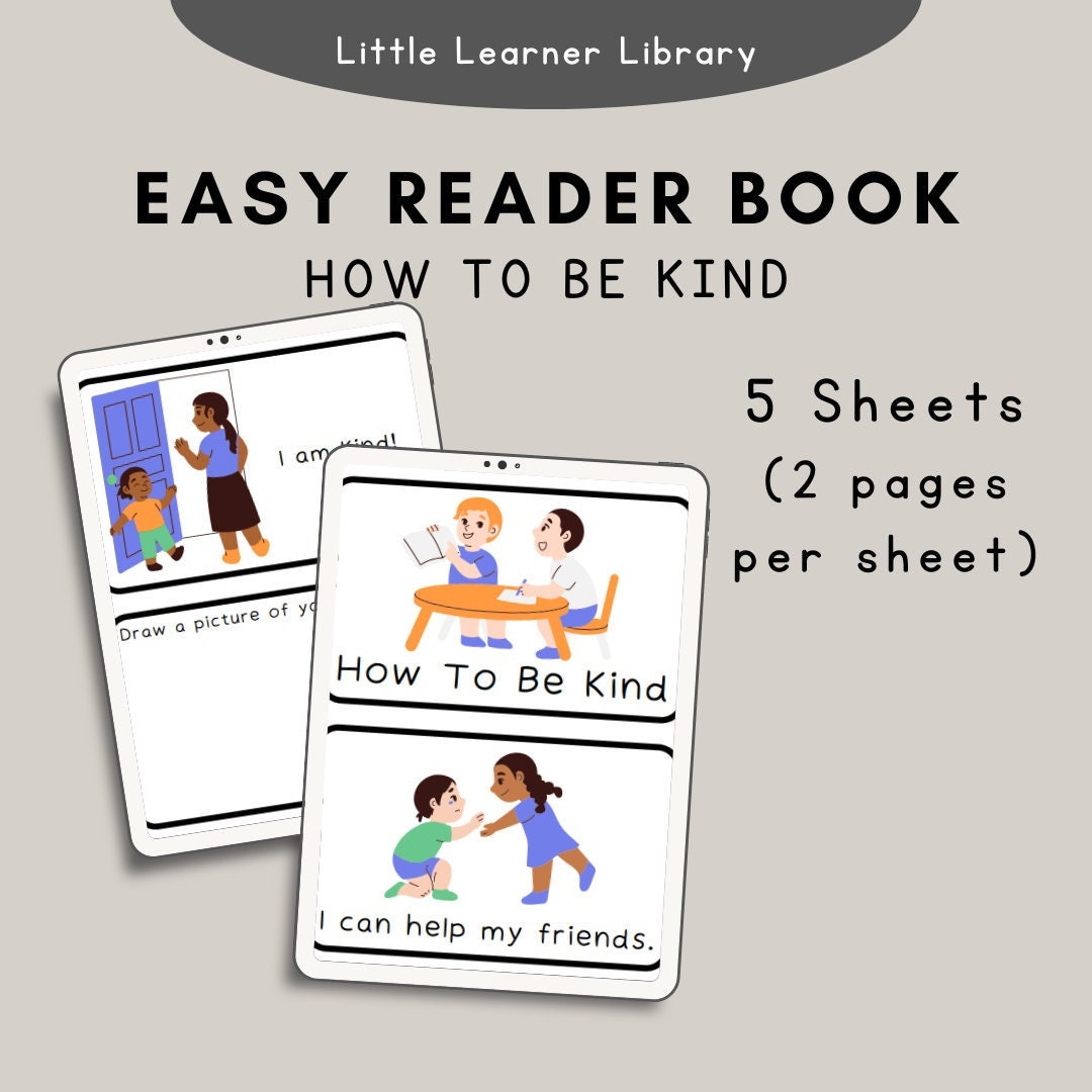 Kindness Easy Reader printable Book - Etsy