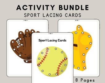 Sport Lacing Cards Activity Bundle - Sports Activity - Fine Motor Activity