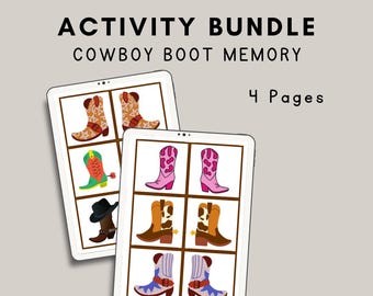 Paquete de actividades de memoria con botas de vaquero