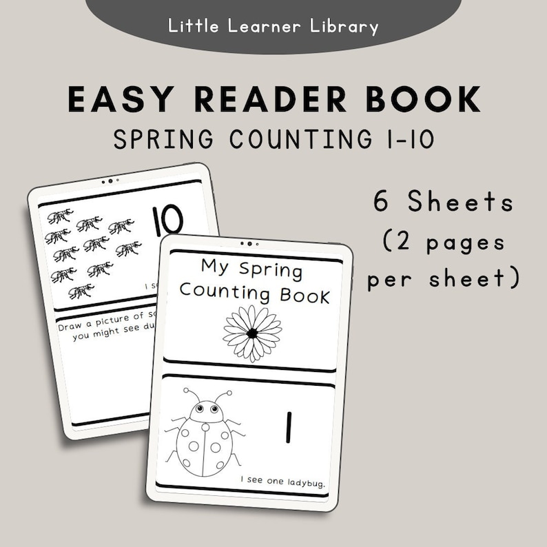 Spring Counting (#'s 1-10) Easy Reader (printable Book) - Etsy