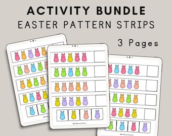 Paquete de actividades de tiras con patrones de pollitos de Pascua