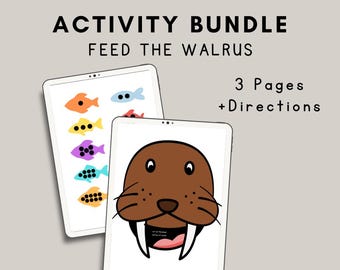 Juego de matemáticas "Alimenta a la morsa" (números del 1 al 10)