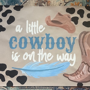 Hand-Painted Cowboy Baby Shower Banner, Western Party Decor
