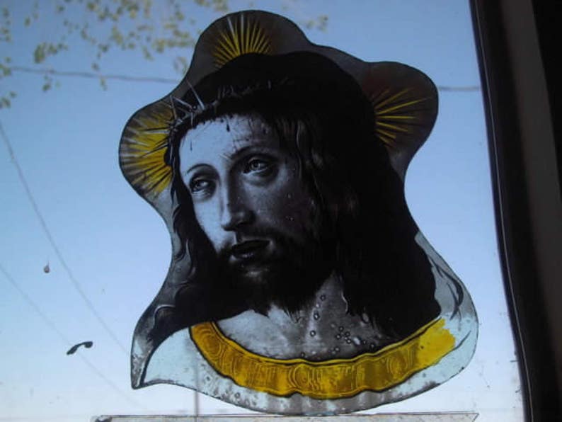 JESUS kiln fired! face glass painting design