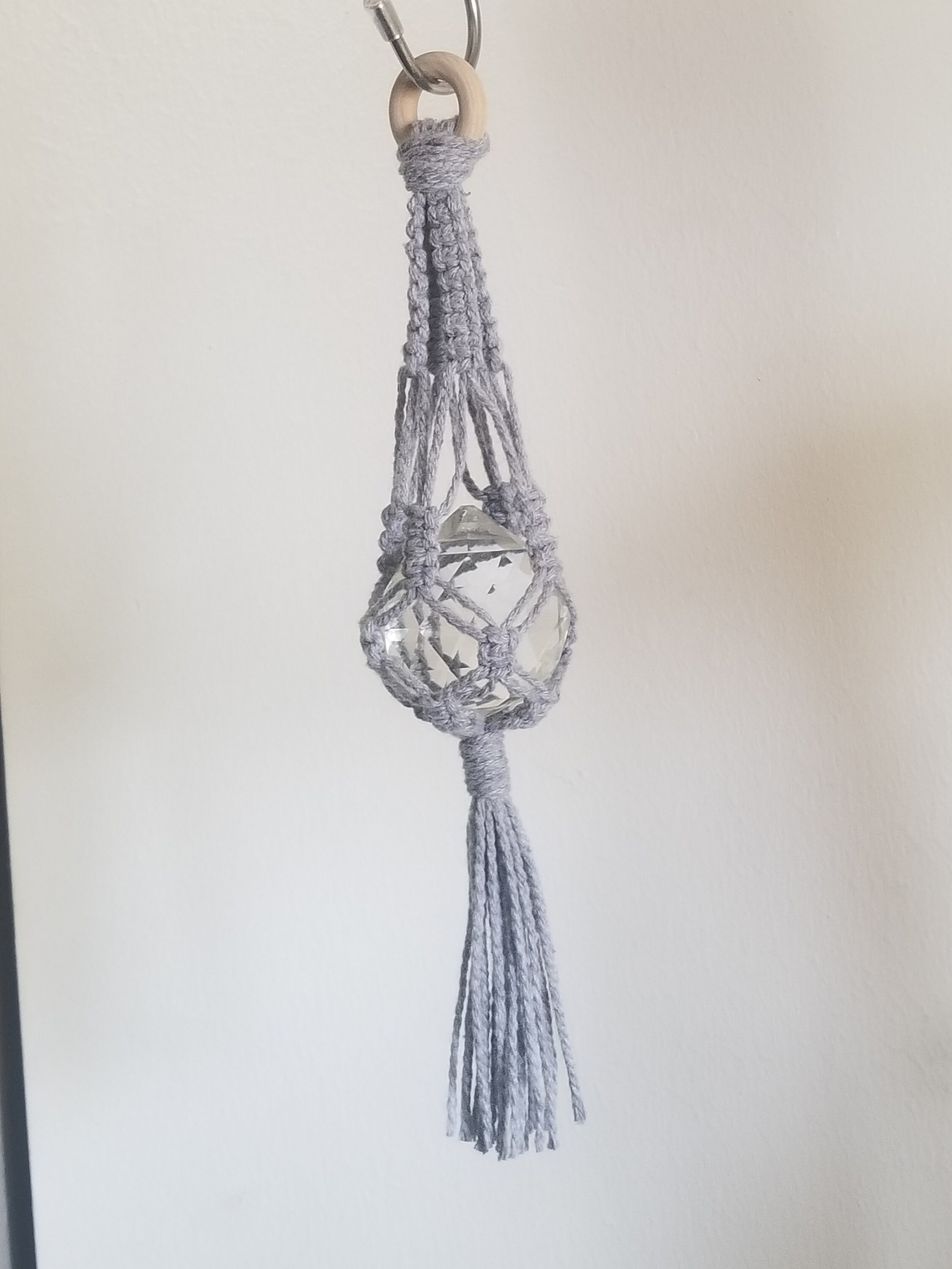 Crystal Ball Hanger Paarse Macrame Plant Hanger Zwarte Etsy