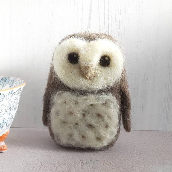 Needle felted barn owl gift - British wool