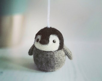 Baby penguin decoration- hanging felt decor - British wools
