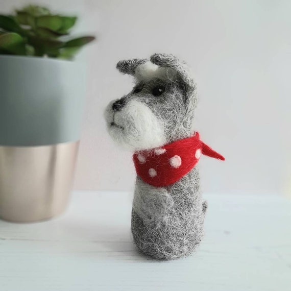 Felted Schnauzer With Bandana Etsy