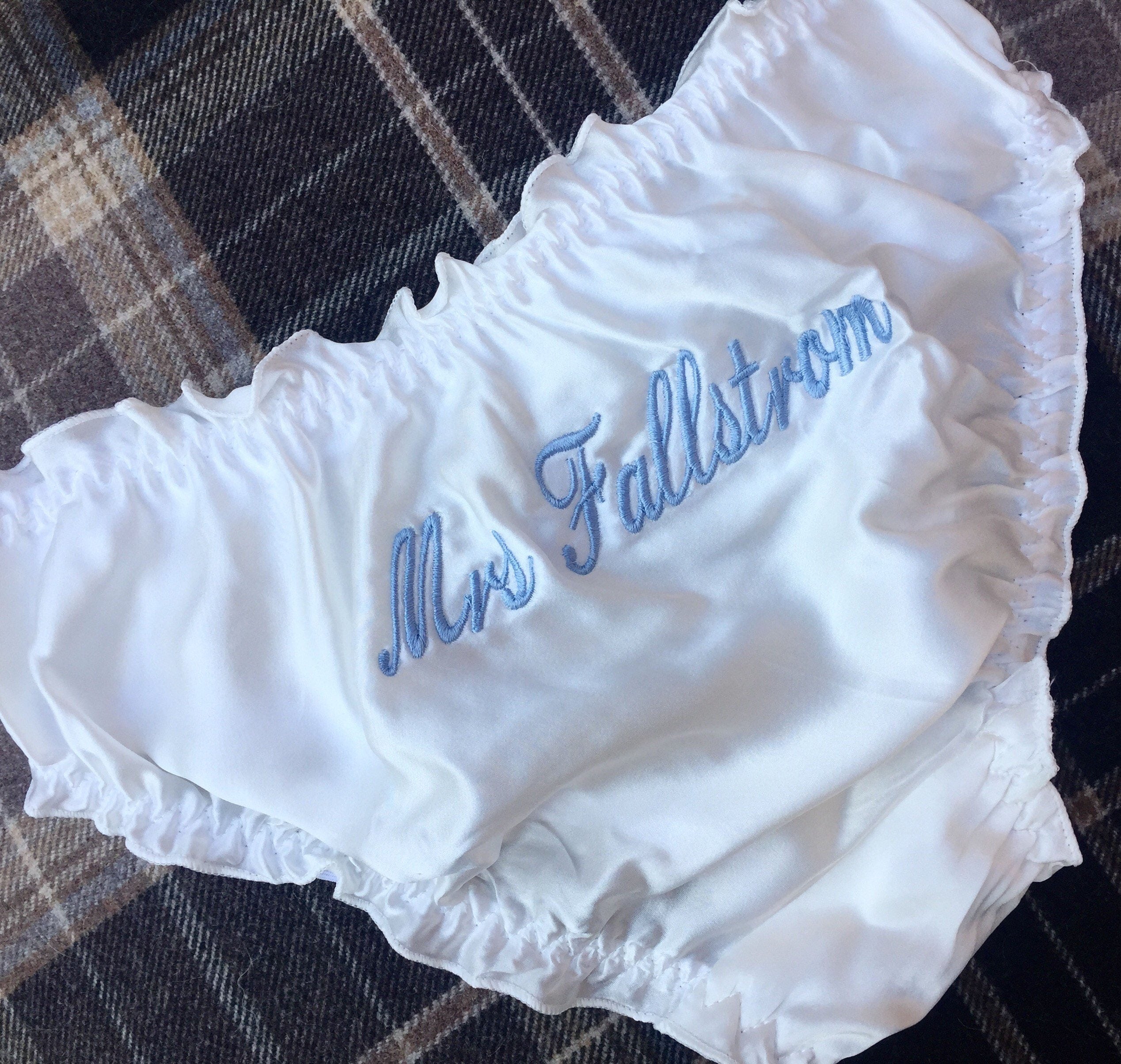 Personalised Silk Knickers Embroidered Mrs Any wording Etsy