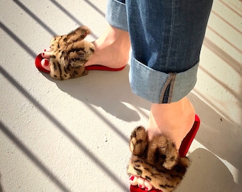 Chausson Up cycled Mink Kitty Slides in Leo