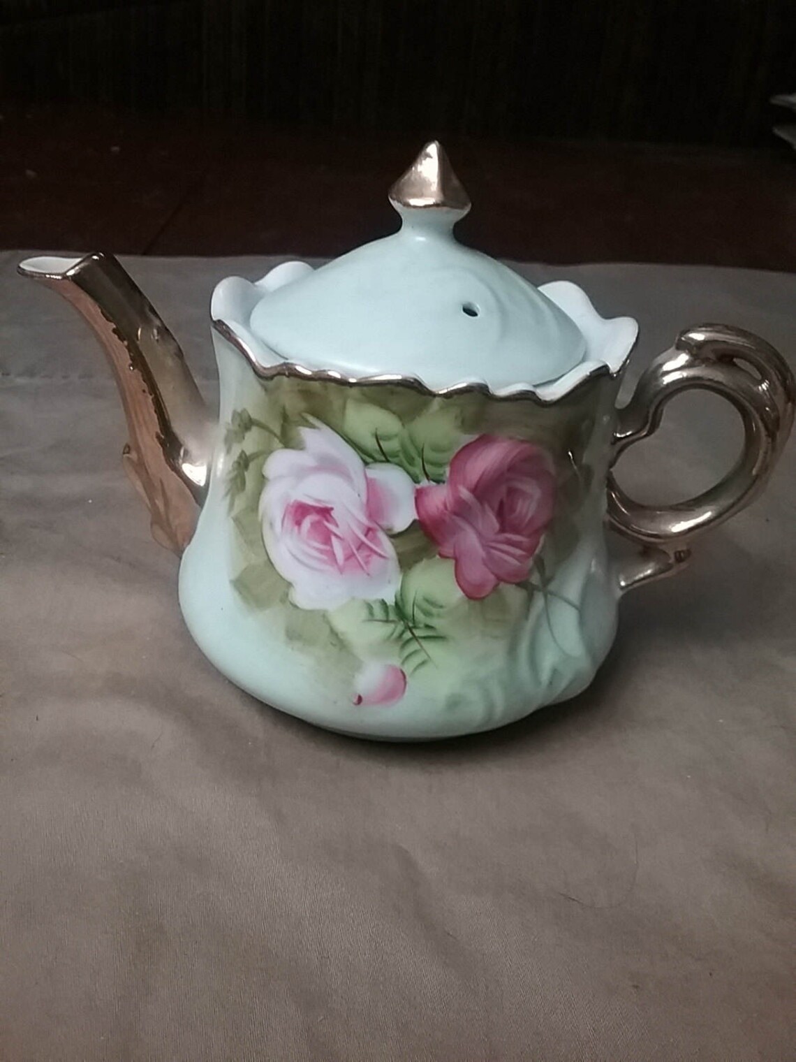 Lefton China Hand Painted One Serving Teapot Etsy