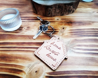 Schlüsselanhänger, Cottage, Leder, Maßanfertigung, Handgefertigt, Made in Italy