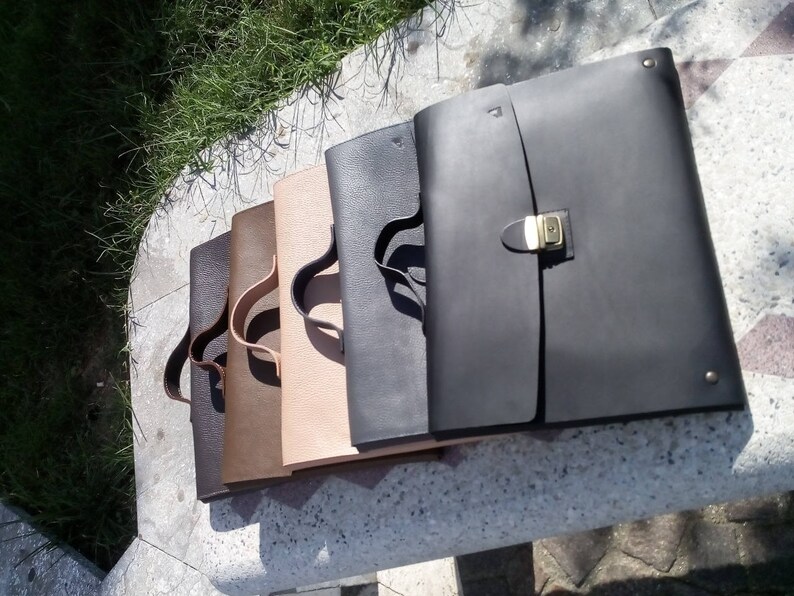 Pc holder handmade made in Italy. Leather folder bag leather briefcase document holder Messenger bag