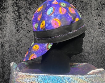 Space donut print reversible welding skull cap
