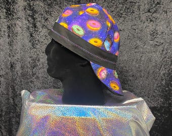 Space donut print reversible welding skull cap