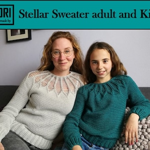 Patrón de crochet suéter estelar adulto y niño