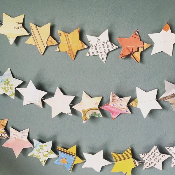 Paper garlands made from vintage children’s books