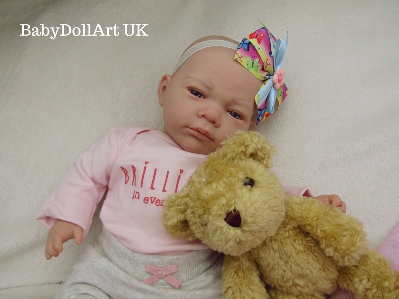 Beautiful Baby Girl Doll With Teddy Bear 18 Blue Eyes Etsy
