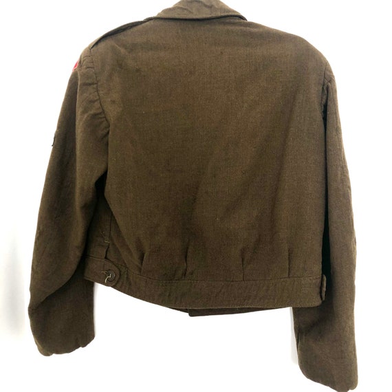 Vintage 1950s Wool Cropped Army Jacket with Fourt… - image 2