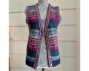 Vintage Sweater Vest| Northern Isles Fair Isle Sweater Vest | Boho Vest | Cottage Core Vest