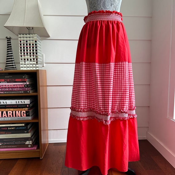 Vintage Maxi Skirt | Vintage Prairie Skirt | Red … - image 4