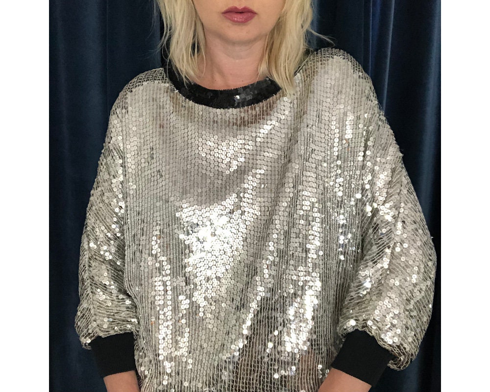 silver sequin sweater