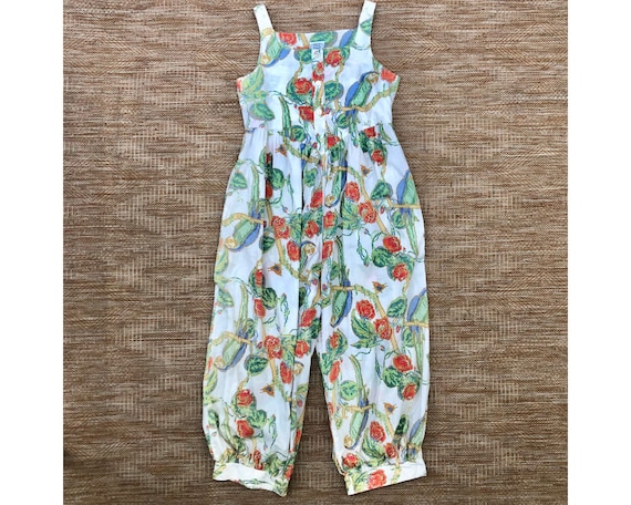Vintage Laura Ashley Jumpsuit Rare Print Tropical
