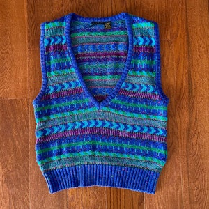 90s Vest | Vintage Sweater Vest | Sweater Vest | 80s Vest