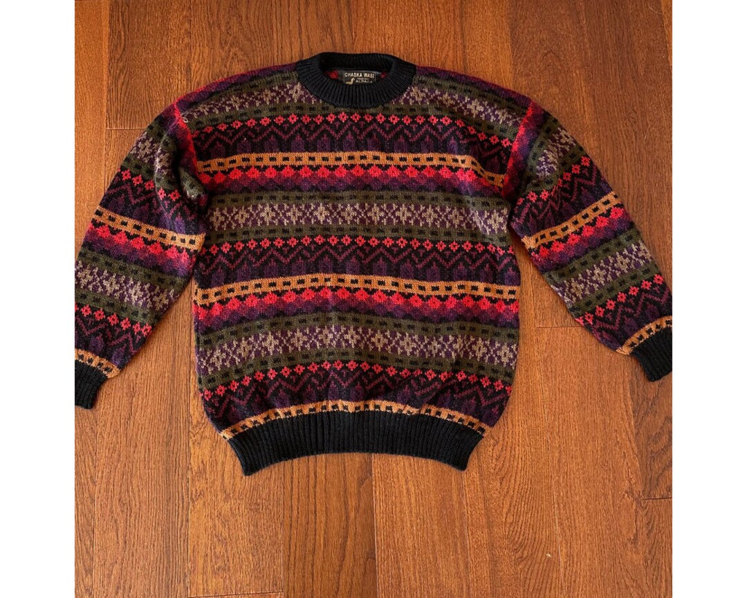 Vintage Hand Knit Alpaca Pullover Sweater Made in Peru Vintage Etsy