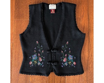 Vintage Vest | Vintage Wool Vest | Vintage Sweater Vest | Hand Embroidered Sweater | Susan Bristol Sweater |