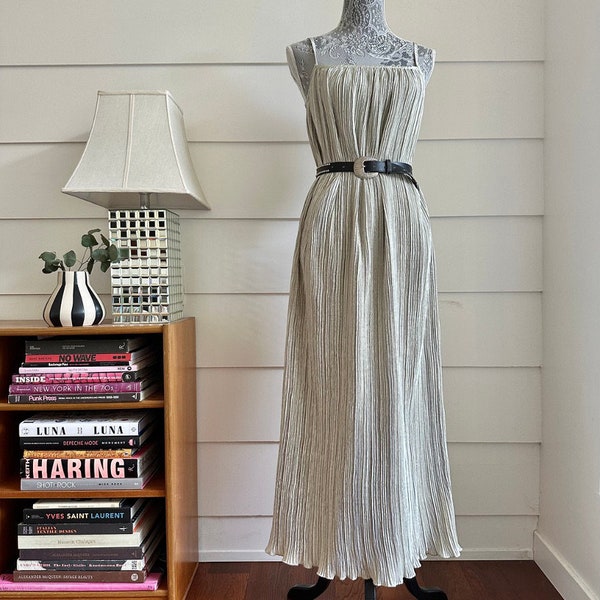 Jeanne Marc Dress | Jeanne Marc Collection | 80s Dress | Vintage Silver Dress | Vintage Slip Dress | Vintage Pleated Dress