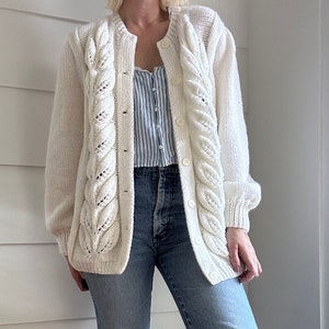 Vintage Cardigan | Hand Knit Sweater | Vintage Textured Sweater | Vintage Oversized Cardigan | 70s Sweater Jacket