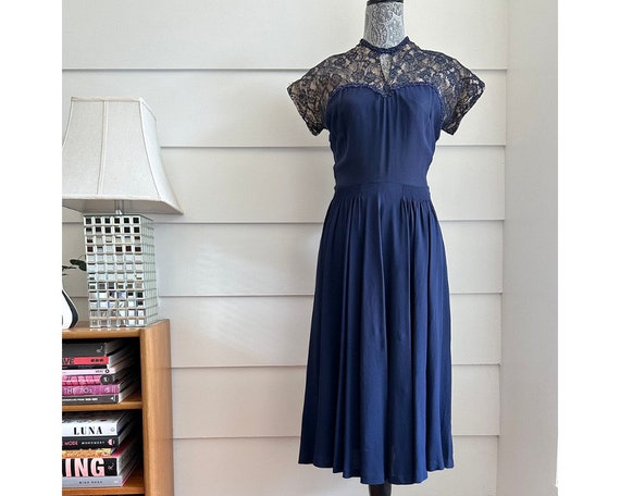 1940s Dress | 40s Rayon Dress | Vintage Rayon Dre… - image 1