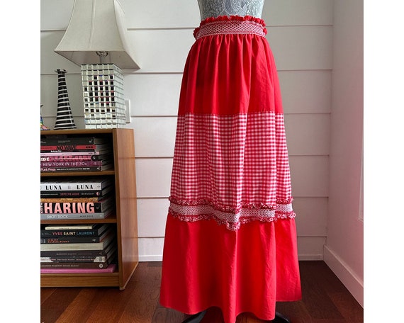 Vintage Maxi Skirt | Vintage Prairie Skirt | Red … - image 1
