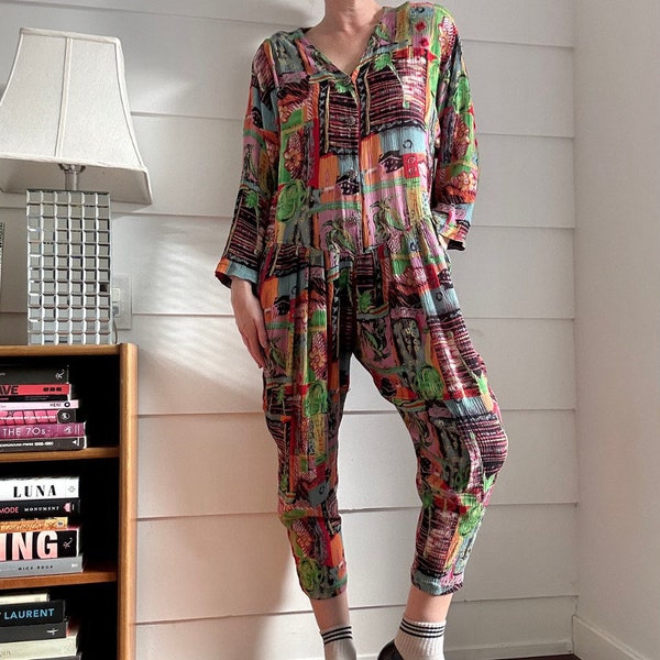 Vintage Jumpsuit | 80s Jumpsuit | Printed Jumpsuit | Vintage Rayon Jumpsuit