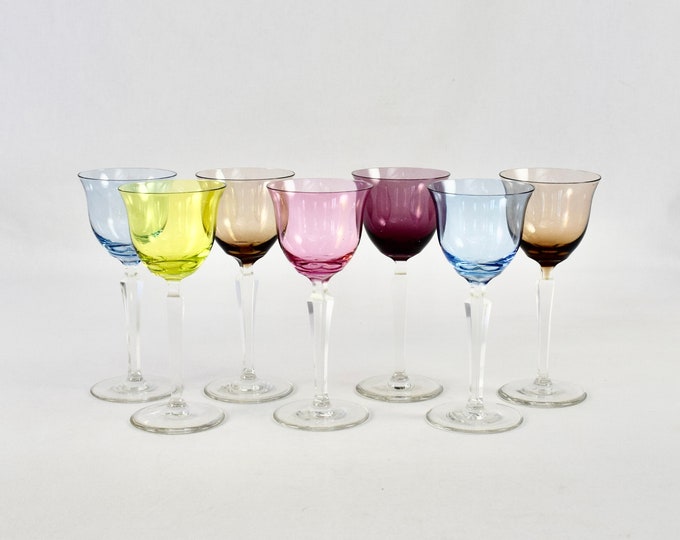 Multi Colored Cocktail Glasses Set of Seven Etsy
