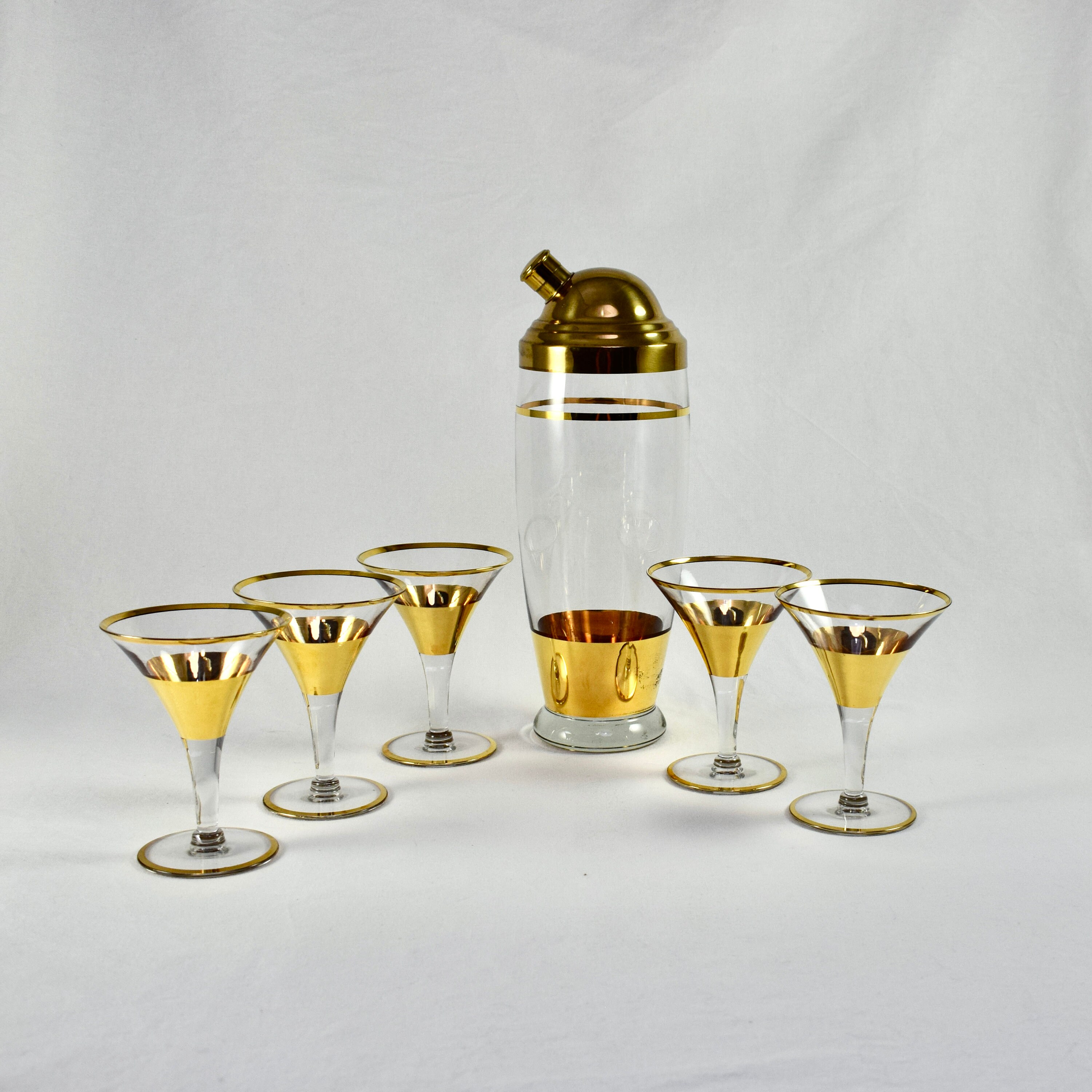 Personalized Gold Cocktail Shaker and Martini Glass Set