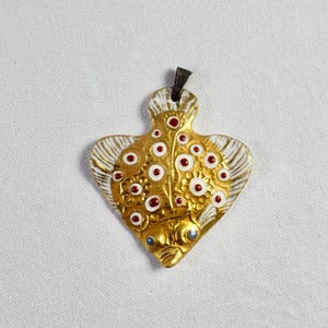 Royal Copenhagen Porcelain Flounder Pendant Modernist Jewelry